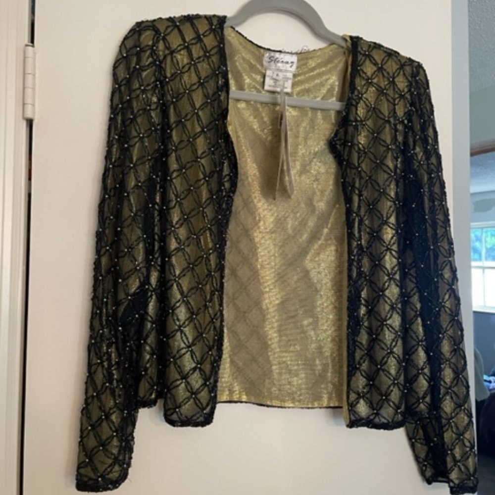 Vintage new with tags never worn Stenay beadded black and gold jacket